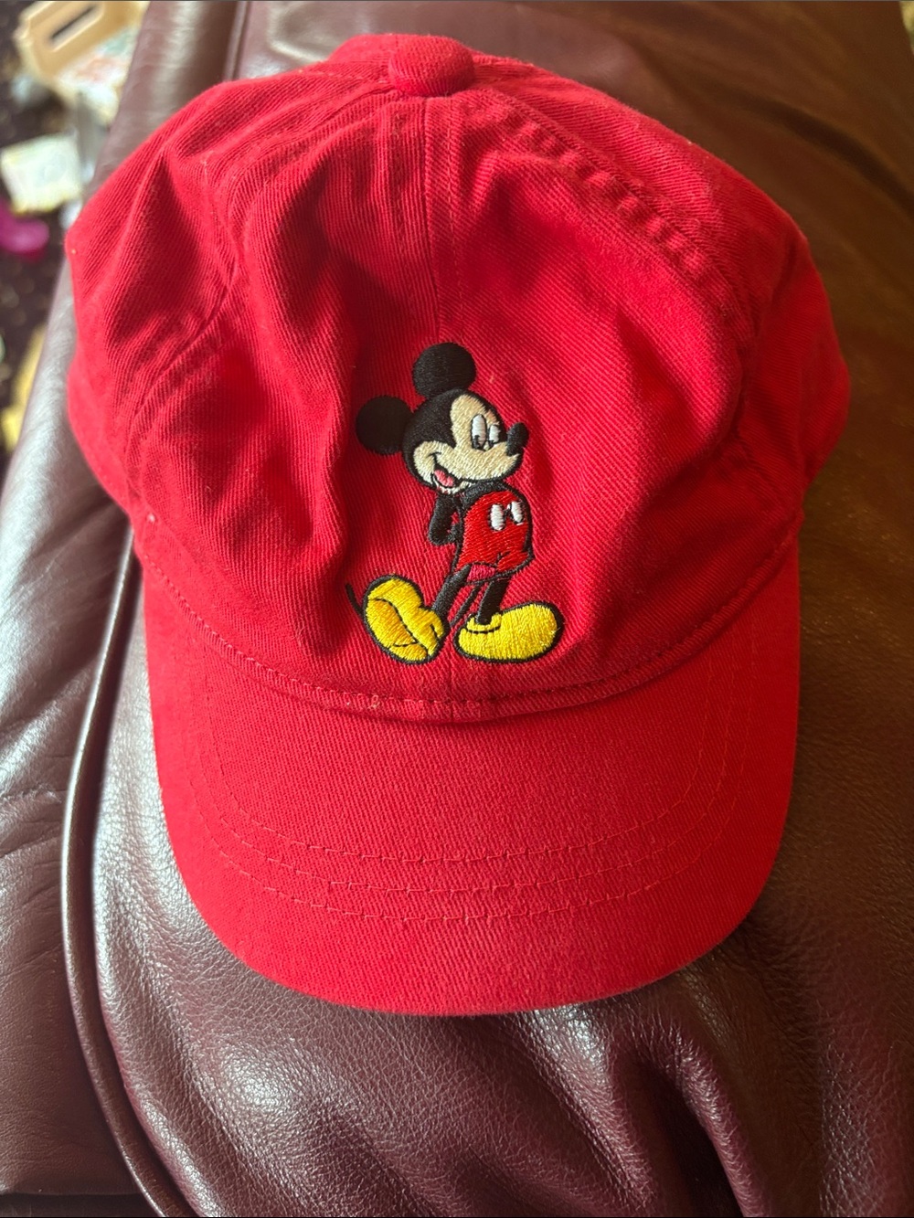 GAP Red Kids Baseball Cap with Embroidered Mickey